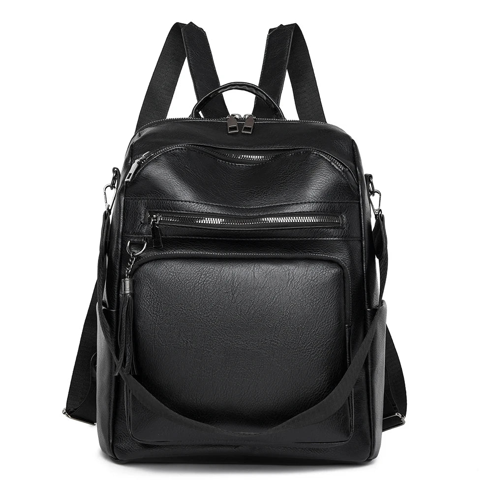 School Bags Travel Bagpack Ladies Bookbag High Quality Leather Backpack Women Large Capacity Backpack Purses Female Vintage Bag