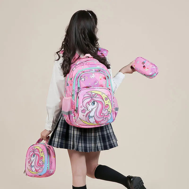 School Bags for Child School Backpacks For Teenager Girls Boys Cartoon Unicorn Pink Anime Backpack Lunch box With pencil Case