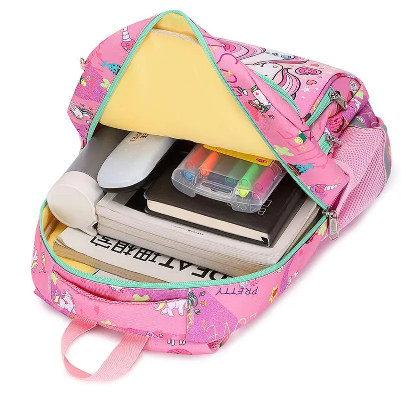 School Bags for Child School Backpacks For Teenager Girls Boys Cartoon Unicorn Pink Anime Backpack Lunch box With pencil Case