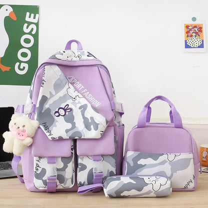 School Bags for Teenagers Girls Schoolbag Large Capacity Boys Printing School Backpack Set Rucksack Bagpack Kids Cute Book Bags