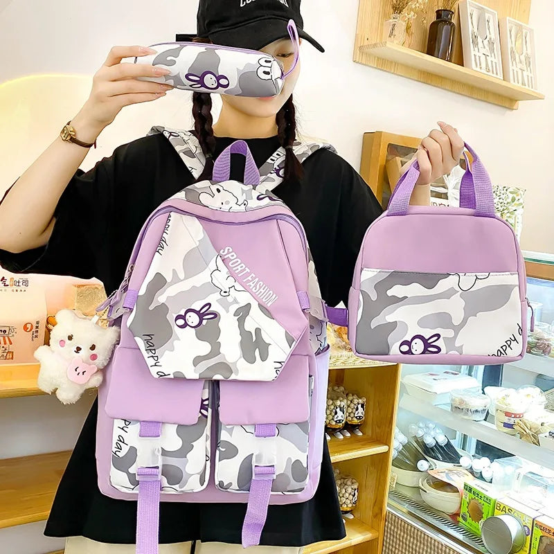 School Bags for Teenagers Girls Schoolbag Large Capacity Boys Printing School Backpack Set Rucksack Bagpack Kids Cute Book Bags