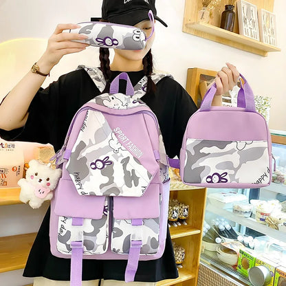 School Bags for Teenagers Girls Schoolbag Large Capacity Boys Printing School Backpack Set Rucksack Bagpack Kids Cute Book Bags