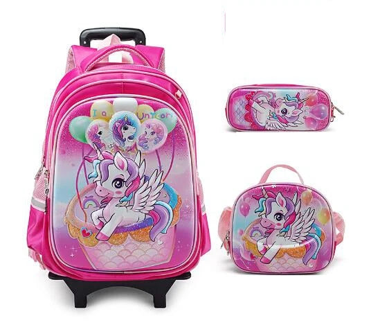 School Rolling Backpack for Girls Kids Backpack with Wheels Roller Backpack School Wheeled Backpack for School Kids Elementary