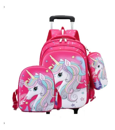 School Rolling backpack Bags kids School trolley bag with lunch bag school wheeled backpack for boys school bag wheels for girls