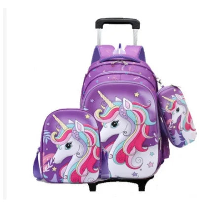 School Rolling backpack Bags kids School trolley bag with lunch bag school wheeled backpack for boys school bag wheels for girls
