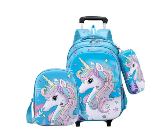School Rolling backpack Bags kids School trolley bag with lunch bag school wheeled backpack for boys school bag wheels for girls