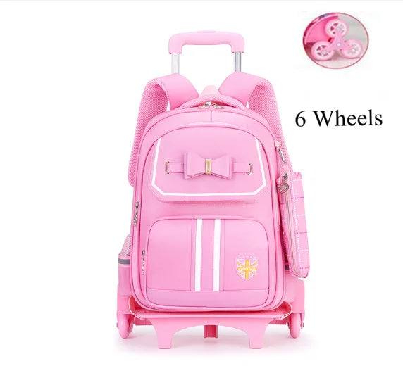 School Rolling backpack school bag on wheels wheeled backpack for girls student children school Trolley Bag Rucksacks  for kids