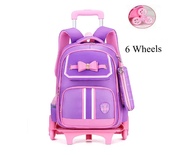 School Rolling backpack school bag on wheels wheeled backpack for girls student children school Trolley Bag Rucksacks  for kids