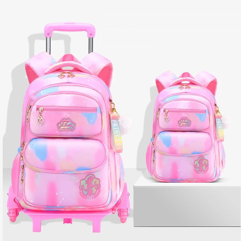 School Trolley Bags With Wheels for girls Schoolbags for primary school grade 1-6 girls satchel Children Rolling Backpack Bags