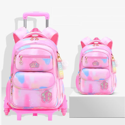 School Trolley Bags With Wheels for girls Schoolbags for primary school grade 1-6 girls satchel Children Rolling Backpack Bags