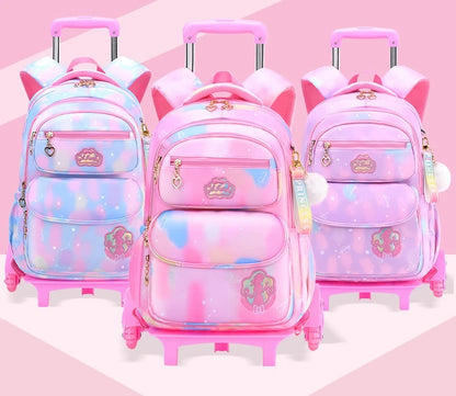 School Trolley Bags With Wheels for girls Schoolbags for primary school grade 1-6 girls satchel Children Rolling Backpack Bags