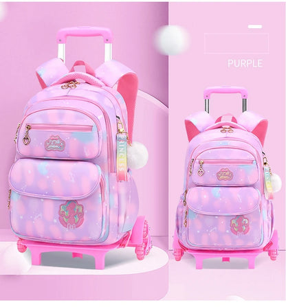 School Trolley Bags With Wheels for girls Schoolbags for primary school grade 1-6 girls satchel Children Rolling Backpack Bags