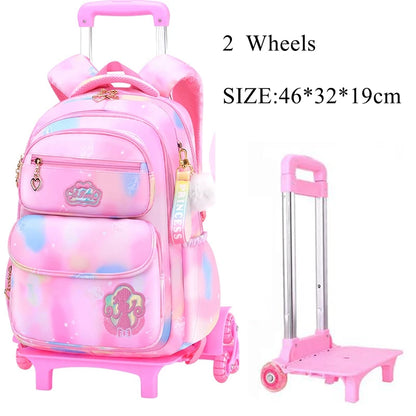 School Trolley Bags With Wheels for girls Schoolbags for primary school grade 1-6 girls satchel Children Rolling Backpack Bags