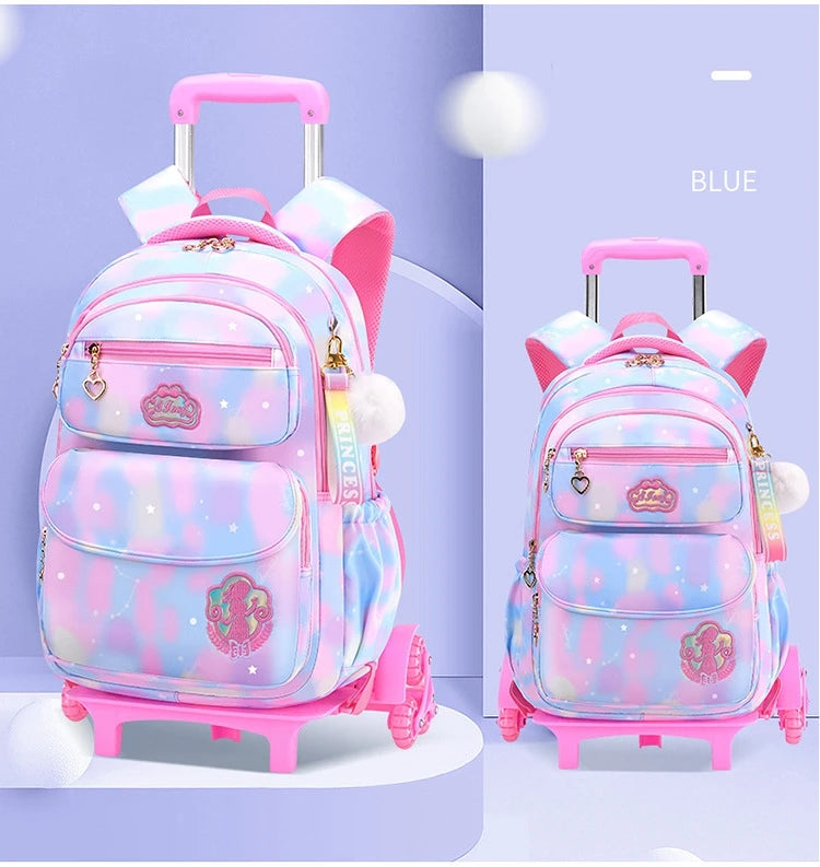 School Trolley Bags With Wheels for girls Schoolbags for primary school grade 1-6 girls satchel Children Rolling Backpack Bags