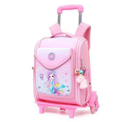 School Wheeled Cartoon school bag set for girls Trolley Bag with Wheels Backpack Rolling luggage Backpack Kids Rolling Bacpack