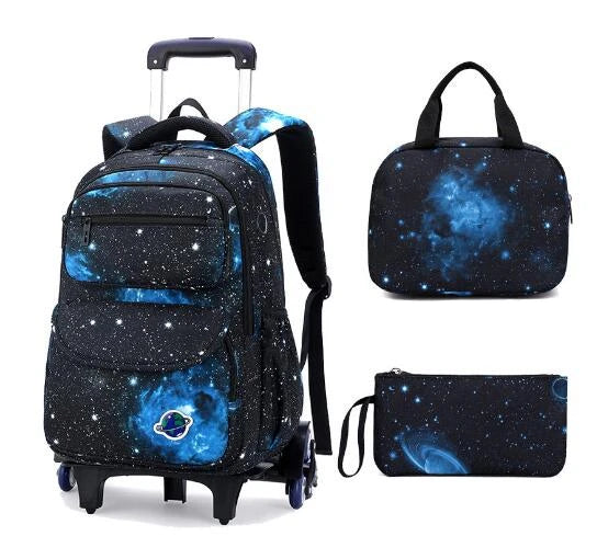 School bag on wheels lunch bag  school wheeled backpack for boys school trolley luggage bag Children  School Rolling backpack