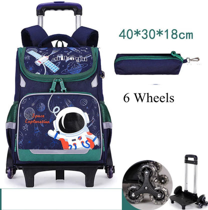 School bag with wheels for boys Primary School Rolling Trolley Bags Kids Daypack Knapsack Rucksack Carry-on Luggage with Wheels