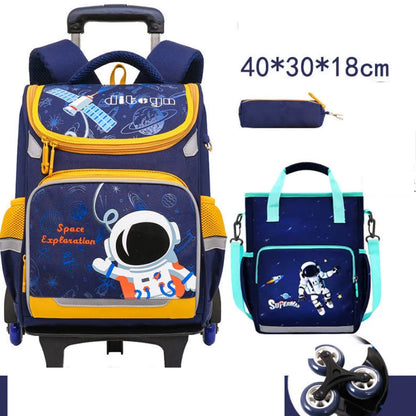 School bag with wheels for boys Primary School Rolling Trolley Bags Kids Daypack Knapsack Rucksack Carry-on Luggage with Wheels