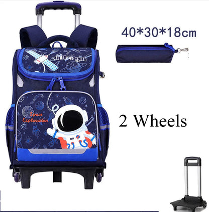School bag with wheels for boys Primary School Rolling Trolley Bags Kids Daypack Knapsack Rucksack Carry-on Luggage with Wheels