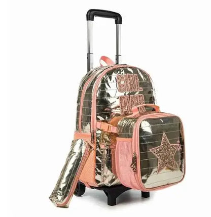 School wheeled backpack bag for girls School Rolling backpack Kids  student bag wheels children school Trolley backpack Bag