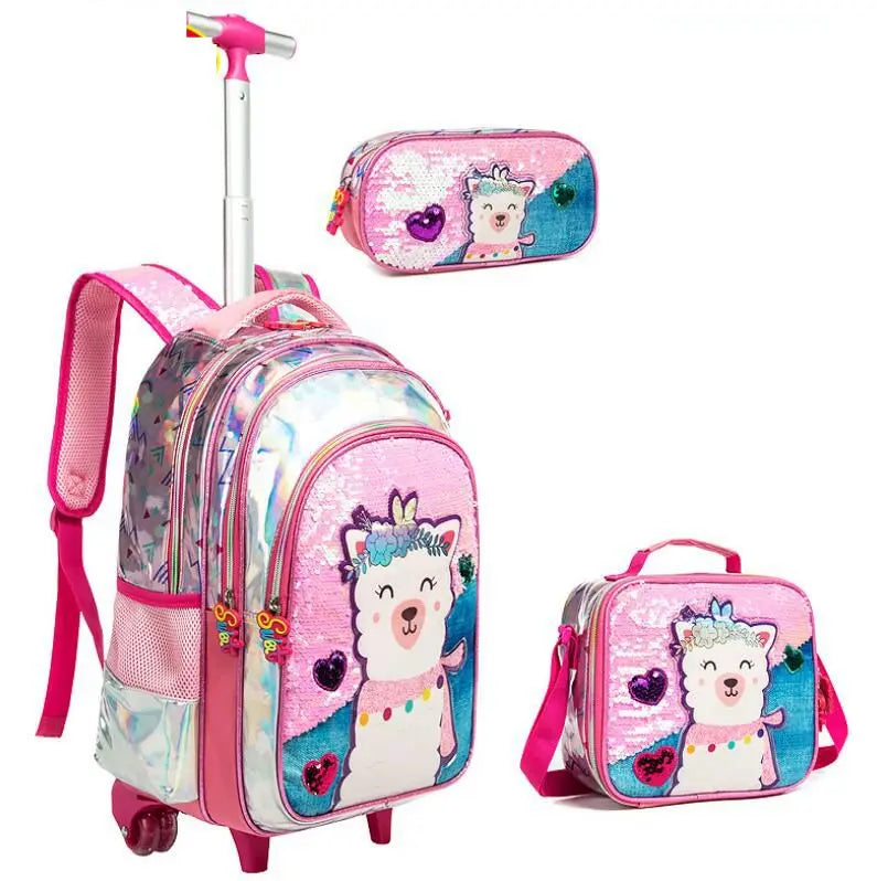 School Wheeled Backpack Bag Lunch Bag Set