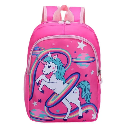 Schoolbag Cartoon Kids Backpack Rainbow Horse Print Kindergarten Schoolbag 1-3 Grade Primary School Book Bag Backpack for Girls