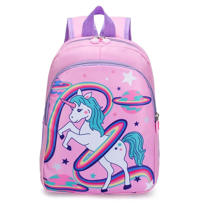 Schoolbag Cartoon Kids Backpack Rainbow Horse Print Kindergarten Schoolbag 1-3 Grade Primary School Book Bag Backpack for Girls