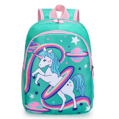 Schoolbag Cartoon Kids Backpack Rainbow Horse Print Kindergarten Schoolbag 1-3 Grade Primary School Book Bag Backpack for Girls