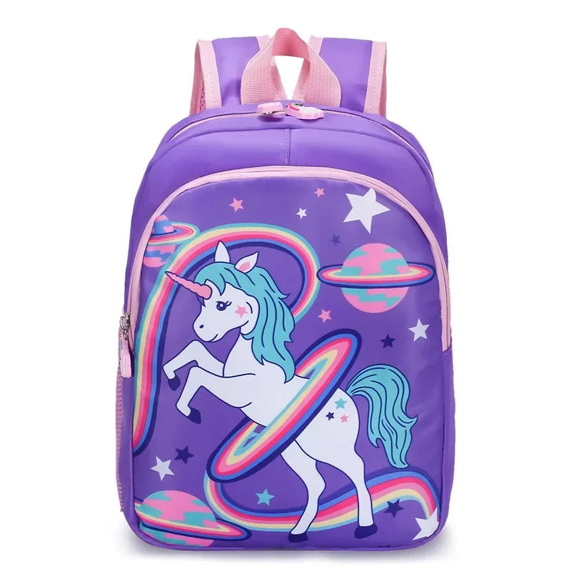 Schoolbag Cartoon Kids Backpack Rainbow Horse Print Kindergarten Schoolbag 1-3 Grade Primary School Book Bag Backpack for Girls