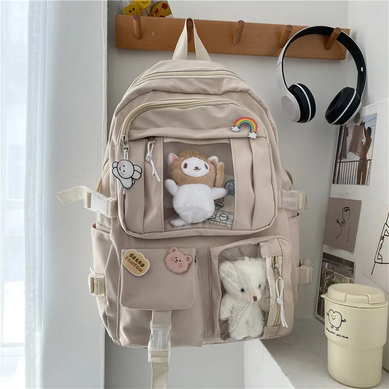 Schoolbag Korean Style Simple Large Capacity High Schoolbag for Girls Youth Travel Backpack Junior High School Student Backpack
