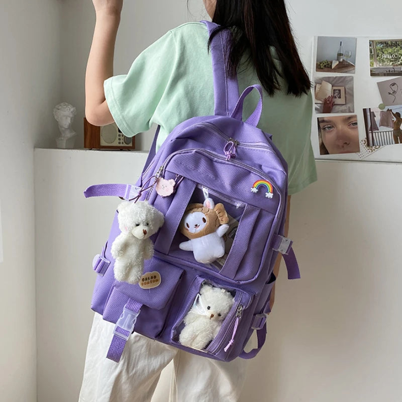 Schoolbag Korean Style Simple Large Capacity High Schoolbag for Girls Youth Travel Backpack Junior High School Student Backpack