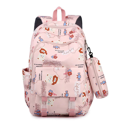 Schoolbags for Junior High School Students Suitable for Girls' Backpacks Cartoon Pupils Backpack with Pencil Case Book Bag
