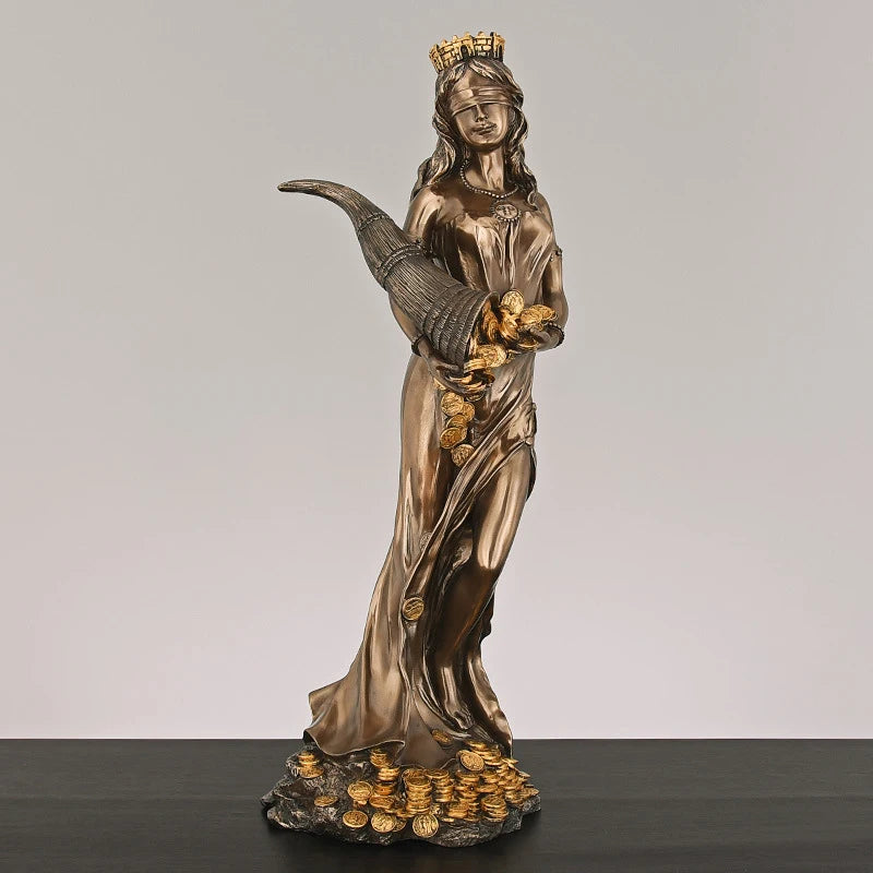 Sculpture Figures Resin Blinded Greek Wealth Goddess Fortuna Plouto Lucky Fortune Sculpture Home Decor Office Gift