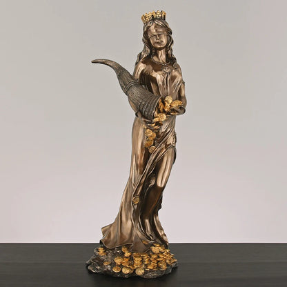 Sculpture Figures Resin Blinded Greek Wealth Goddess Fortuna Plouto Lucky Fortune Sculpture Home Decor Office Gift