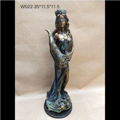 Sculpture Figures Resin Blinded Greek Wealth Goddess Fortuna Plouto Lucky Fortune Sculpture Home Decor Office Gift