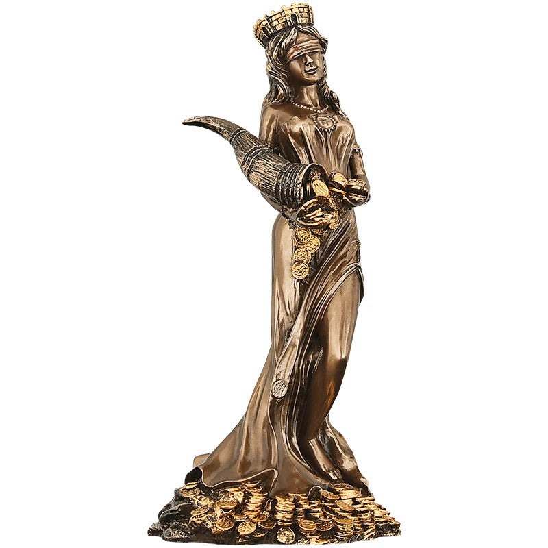 Sculpture Figures Resin Blinded Greek Wealth Goddess Fortuna Plouto Lucky Fortune Sculpture Home Decor Office Gift