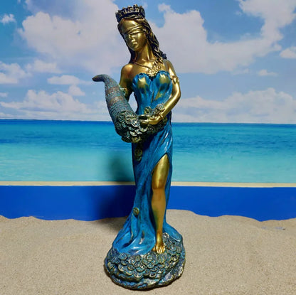 Sculpture Figures Resin Blinded Greek Wealth Goddess Fortuna Plouto Lucky Fortune Sculpture Home Decor Office Gift