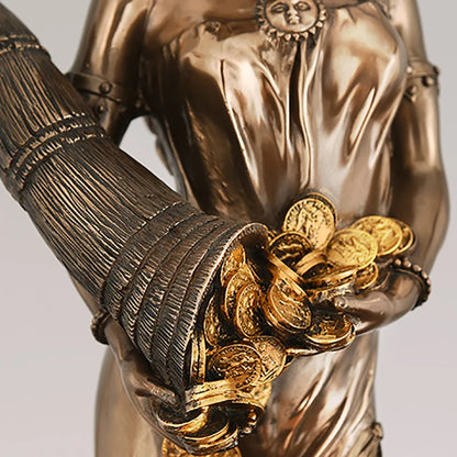 Sculpture Figures Resin Blinded Greek Wealth Goddess Fortuna Plouto Lucky Fortune Sculpture Home Decor Office Gift