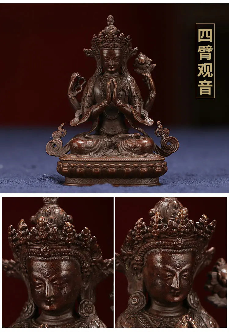 Buddhist pocket Travel Carry-on Accompanying talisman bless safety good luck Tibet Handmade Guanyin Avalokitesvara Buddha statue