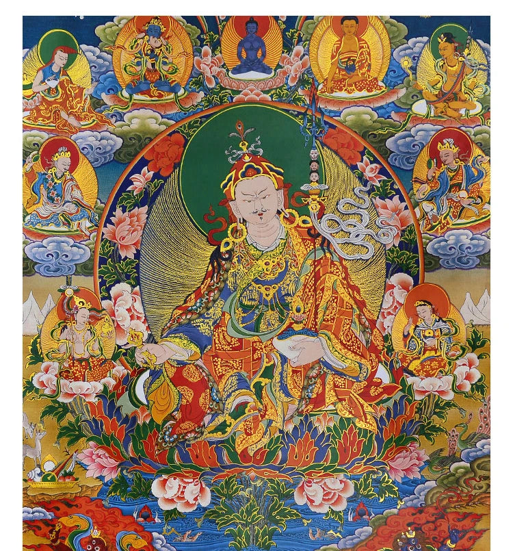 Wholesale Buddhist supplie HOME temple Efficacious protective talisman Guru Rinpoche PadmasambhavaThang-ga Thangka painting