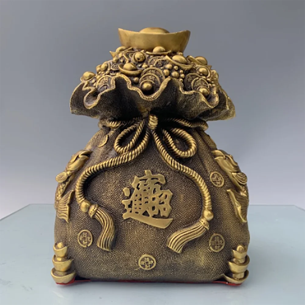 10" Old China Bronze Dragon Loong Play Beads Pine Tree Mountain Blessing Statue