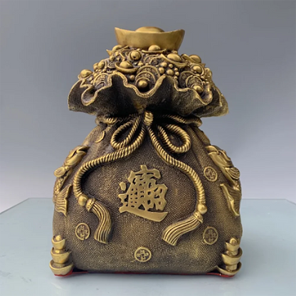 10" Old China Bronze Dragon Loong Play Beads Pine Tree Mountain Blessing Statue