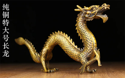 50 CM bless family Safety Health luck Talisman # home FENG SHUI efficacious Protection Eastern brass dragon statue