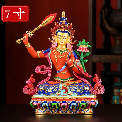 high grade colored draw Buddha statue bless family Safety Health luck Bodhisattva Manjusri Guan yin Buddha Painted Buddha statue