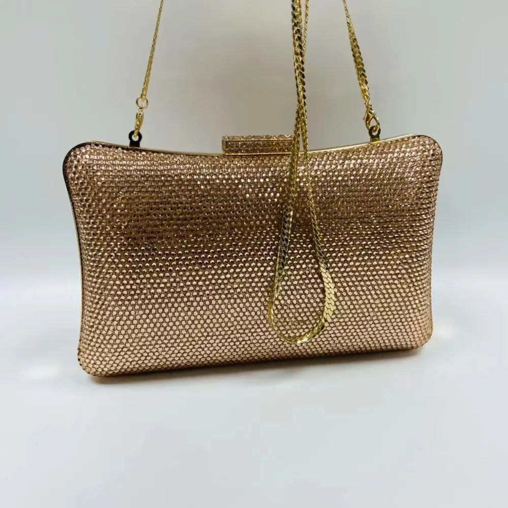 Women High Quality Black Gold Diamond Crystal Handbag Luxury Party Banquet Gala Purse Wedding Bridal Toted Fashion Evening Bag