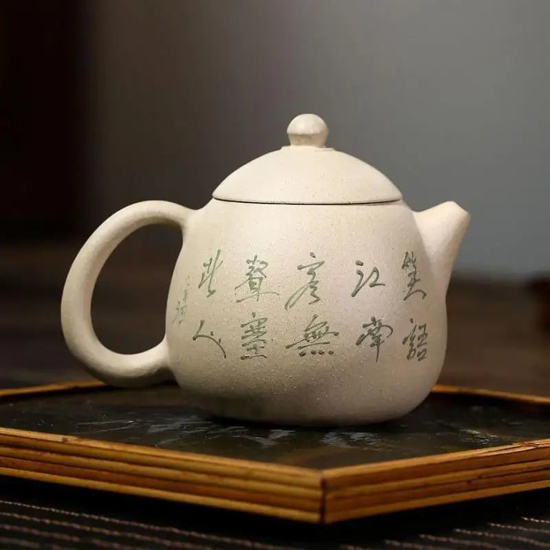Handmade Yixing Handmade Teapot, Raw Ore, White Section, Mud Mountain Water, Dragon Egg , Kung-Fu Teaware, Purple Clay Drin
