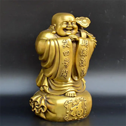 Copper Statue Antique pure copper Maitreya Buddha handicraft office home decoration