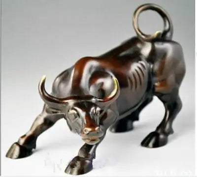 3 Size Wall Street Bronze Fierce OX Bull Brass Statue