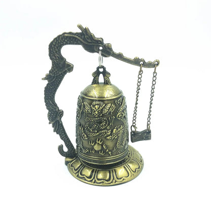 Hot Sell!famous Tibet BRASS Buddhist Dragon Singing bell lucky silver lucky Garden Decoration 100% real Tibetan Silver Brass