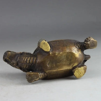 collecting OLD copper Elaborate Old crafts Brass Elaborate Handwork Copper Dragon & Tortoise Gourd Exorcism Auspicious Statue